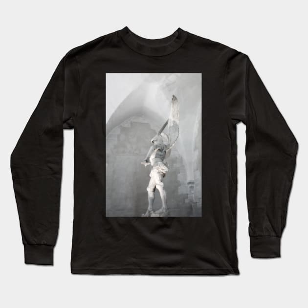 St. Michel fighting the dragon Long Sleeve T-Shirt by Ludwig Wagner